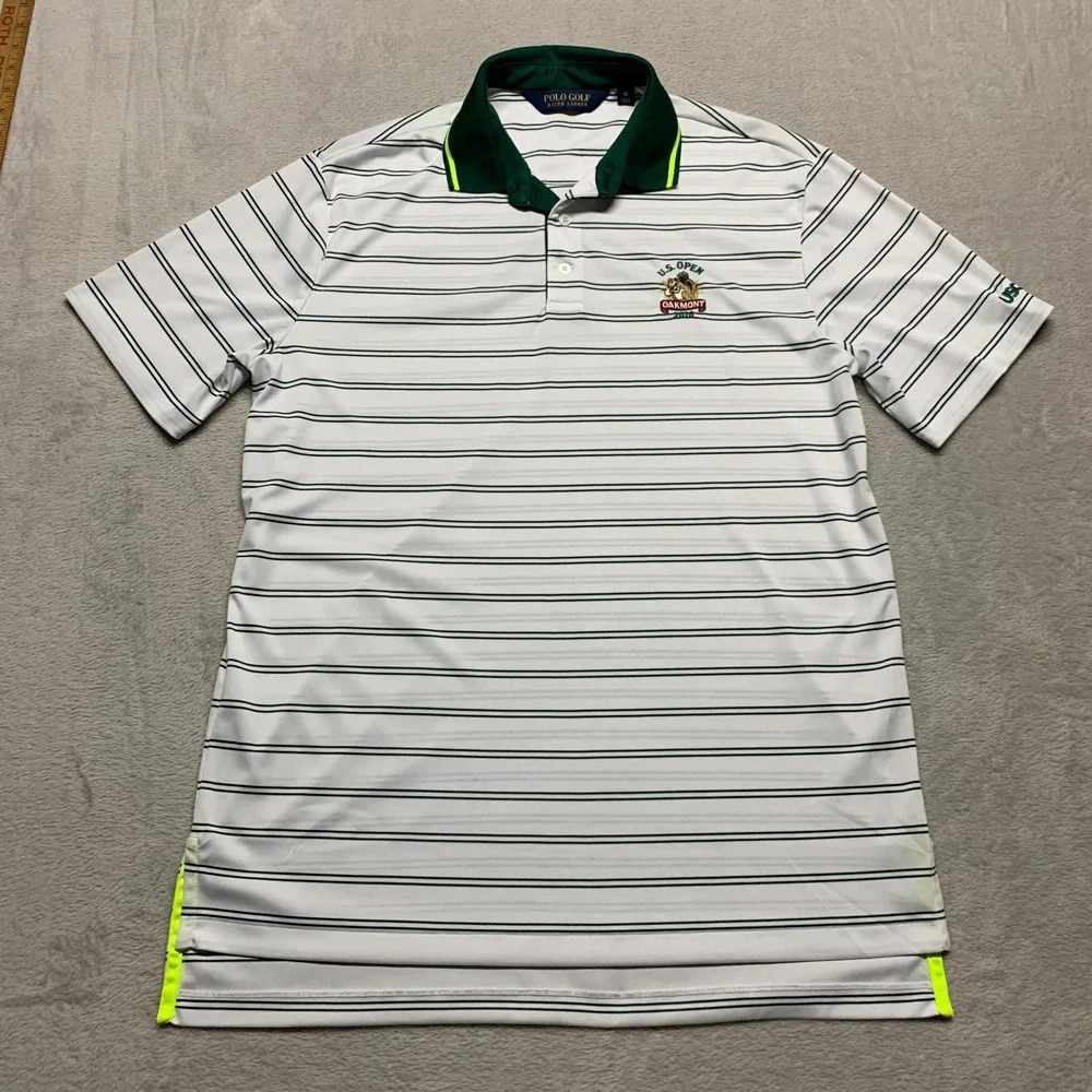 Polo Golf Ralph‎ Lauren Shirt Mens M Performance Striped US Open Oakmont USGA
